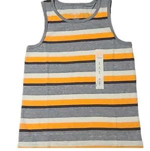 JUMPING BEANS BRAND BOYS GRAY, WHITE, AND ORANGE STRIPED TANK TOP SIZE 6